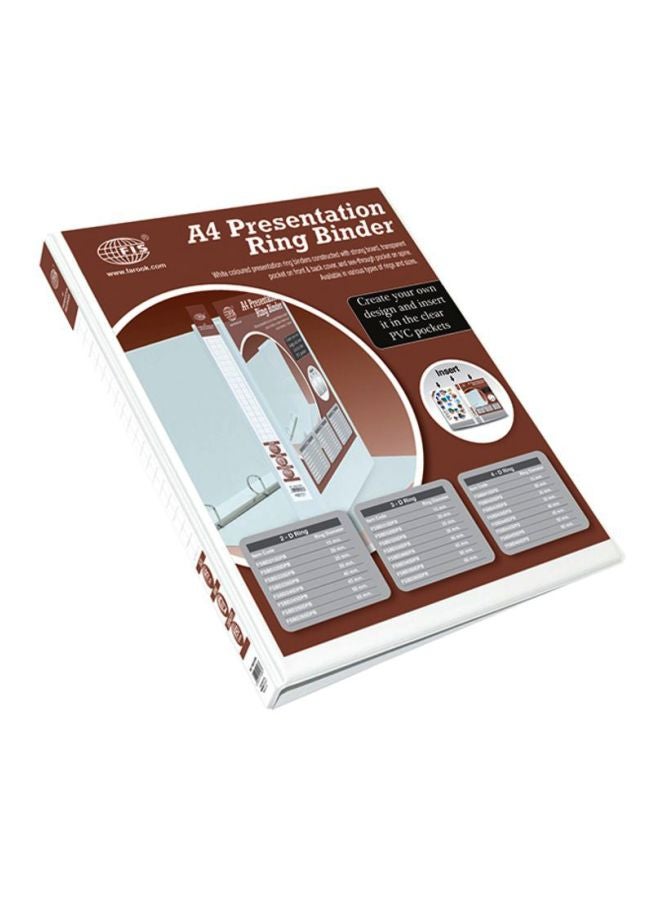 FIS A4 Presentation 2D Ring Binder Brown/White/Grey  - Image 1