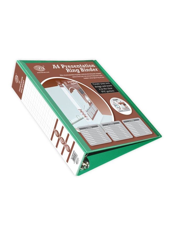 FIS A4 Presentation 4D Ring Binder White/Brown/Green  - Image 1