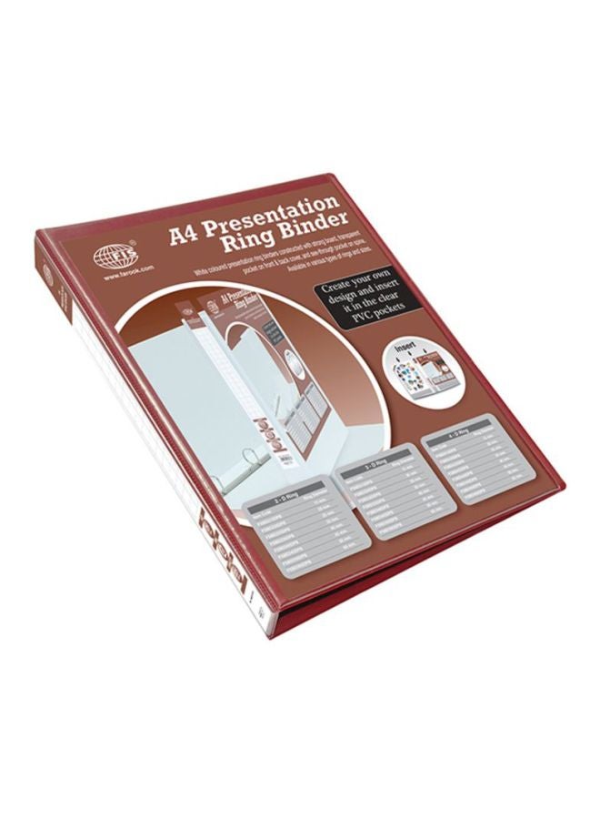 FIS - A4 Presentation 2D Ring Binder White/Brown/Red - Image 1