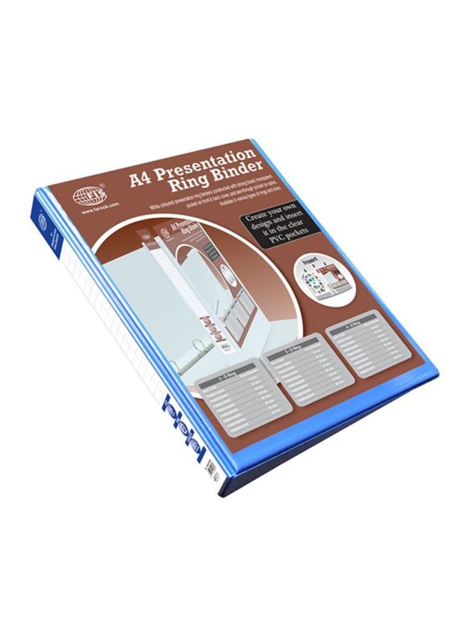 FIS A4 Presentation 2D Ring Binder White/Brown/Blue  - Image 1