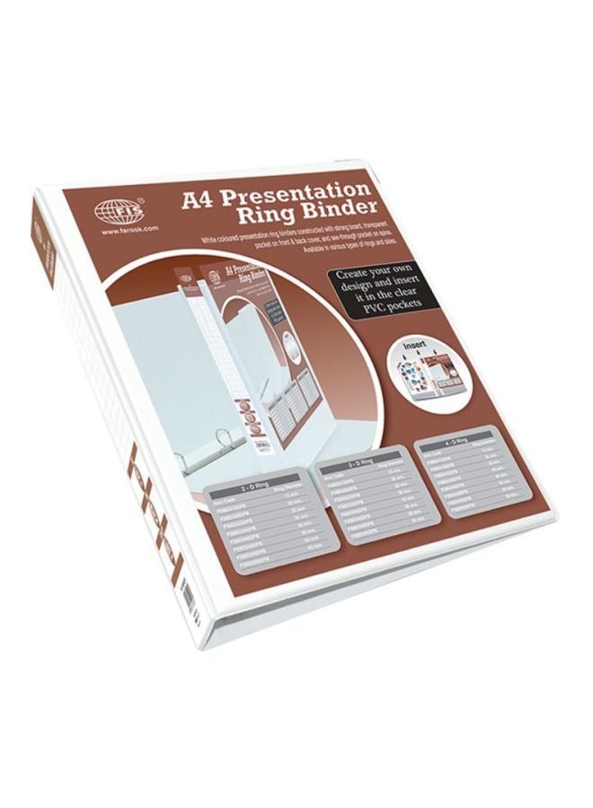 FIS A4 Presentation 4D Ring Binder White/Brown/Black  - Image 1