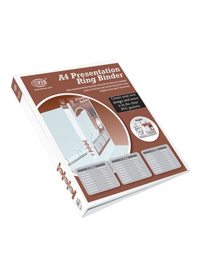 FIS A4 Presentation 4D Ring Binder White/Brown  - Image 1