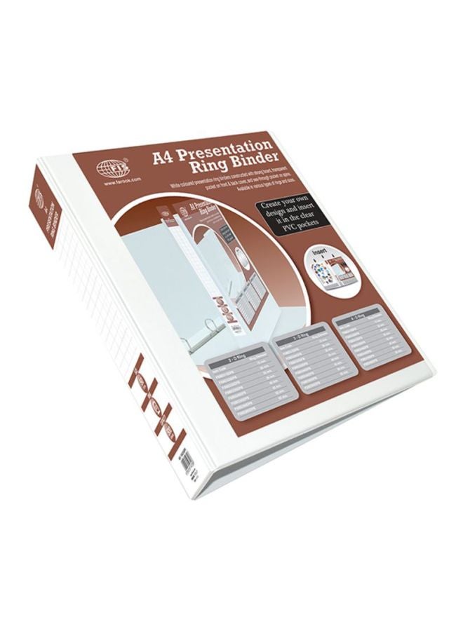 FIS A4 Presentation 3D Ring Binder 3D Ring White/Brown/Black  - Image 1