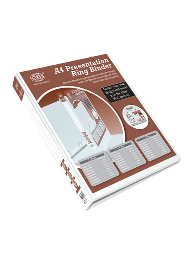 FIS - A4 Presentation 3D Ring Binder White/Brown/Black - Image 1