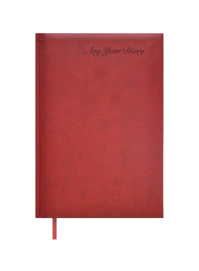 إف اي أس  دفتر يوميات لأي سنة بدون تاريخ مزود بغطاء من البولي يوريثان الإيطالي، مقاس A5 أحمر - Image 1