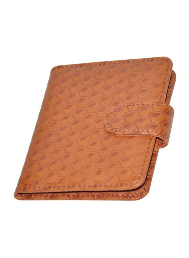 إف اي أس  حامل بطاقات عمل مبطن من الجلد الصناعي الإيطالي بني - Image 1