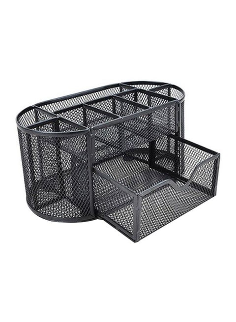 9-Compartment Multi-Functional Desk Organizer Box Black