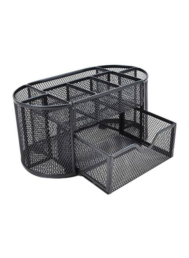 9-Compartment Multi-Functional Desk Organizer Box Black