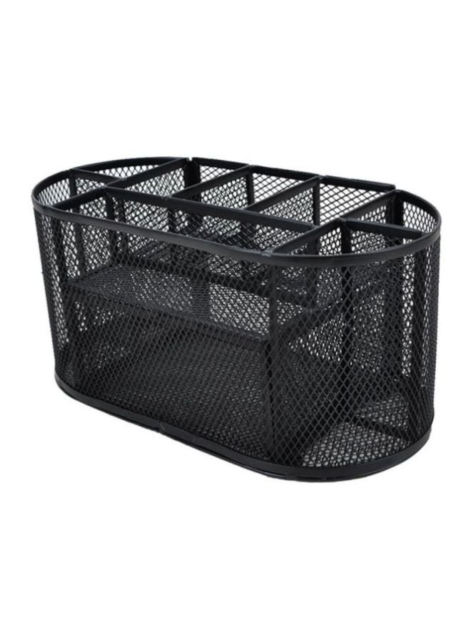 9-Compartment Multi-Functional Desk Organizer Box Black