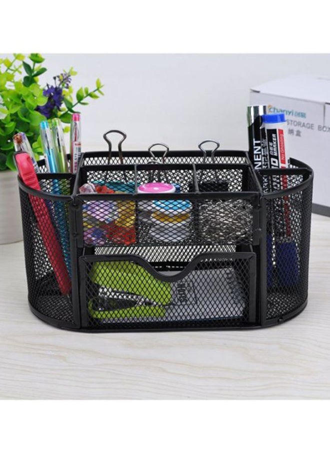 9-Compartment Multi-Functional Desk Organizer Box Black