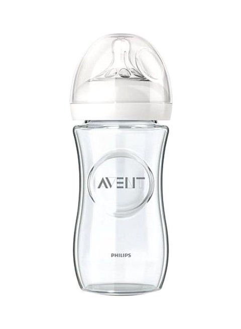 Avent Natural Glass Anti-Colic Feeding Bottle - Clear/White