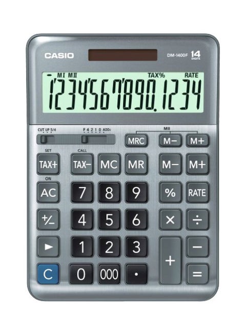 12-Digits Electronic Calculator DM-1400F-W-DP Silver