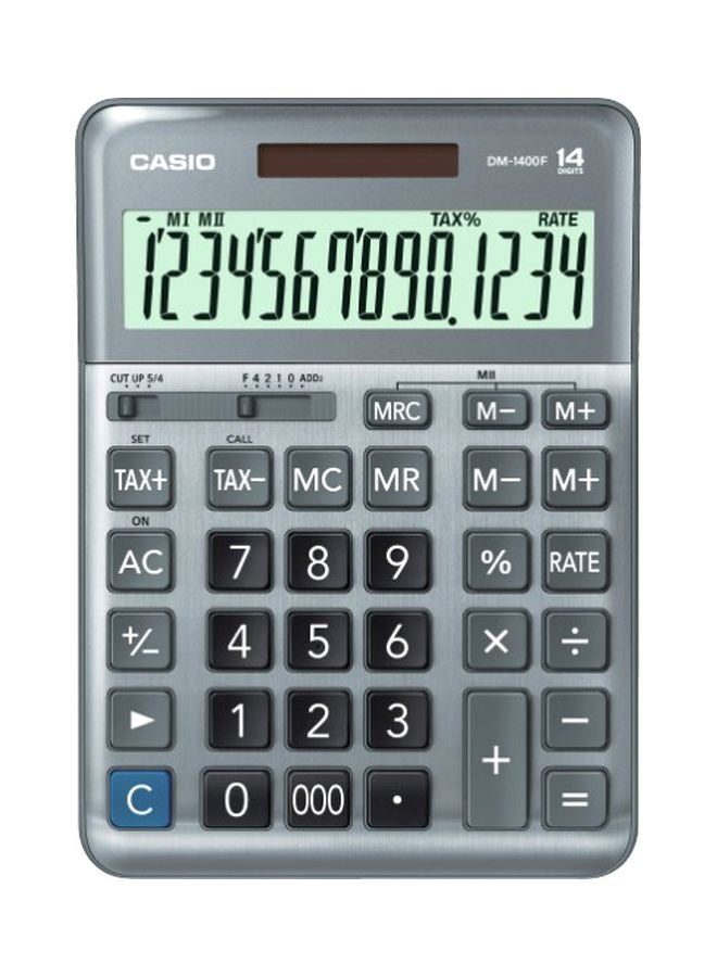 CASIO - 12-Digits Electronic Calculator DM-1400F-W-DP Silver - Image 1