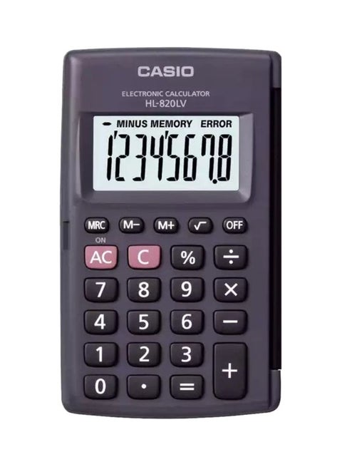 آلة حاسبة عملية بشاشة سعة 8 أرقام طراز HL-820LV-BK-W-DH أسود