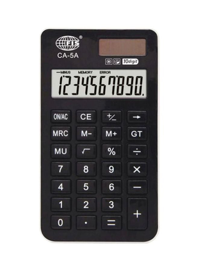FIS 10 Digits Handheld Calculator Black 