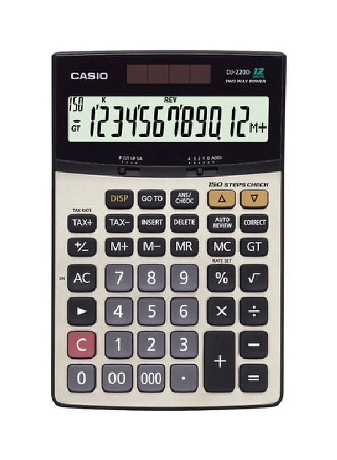 كاسيو آلة حاسبة DJ-220D بلس للأعمال المالية والتجارية بشاشة سعة 12 رقماً فضي/ أسود/ رمادي - Image 1