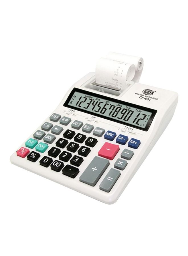 FIS - 12-Digits Printing Calculator White/Black/Grey - Image 1