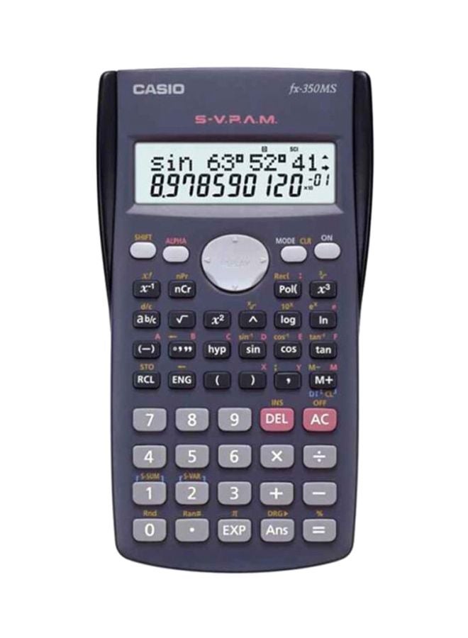 كاسيو آلة حاسبة علمية بشاشة سعة 12 رقماً أزرق / رمادي/ زهري - Image 1
