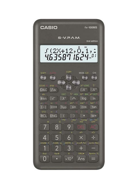FX-100MS-2 MS Series Dot Matrix Display Scientific Calculator Black