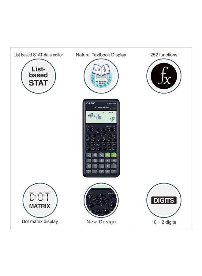 CASIO FX-82ESPLUS-2-WDTV 2nd Edition Function Scientific Calculator -  Black - Image 2