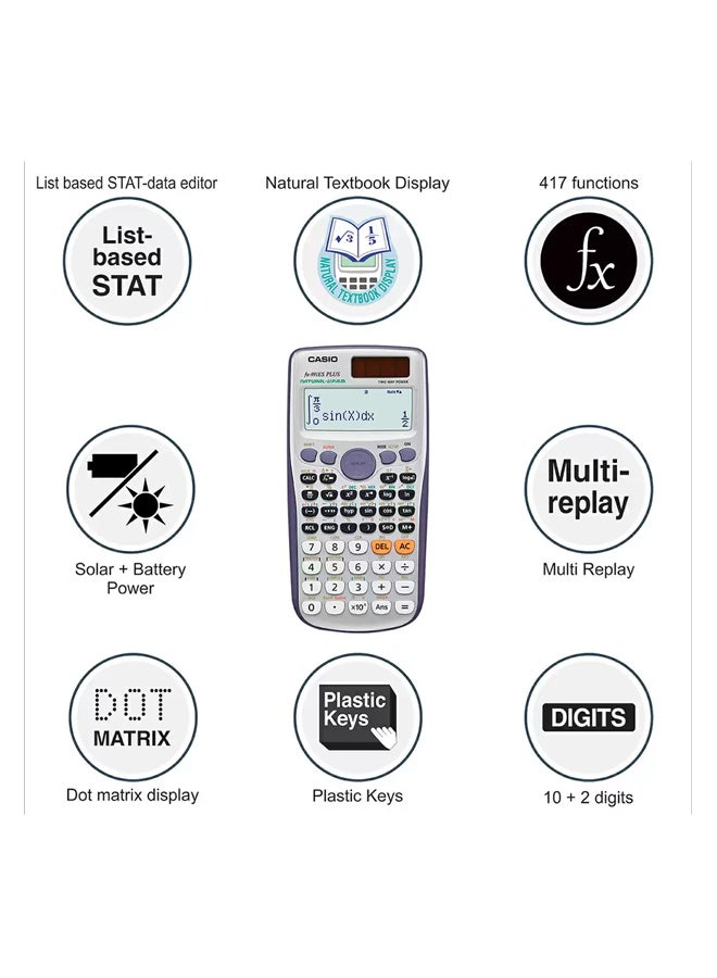 CASIO - 12-Digit Non-Programmable Scientific Calculator White/Grey - Image 1