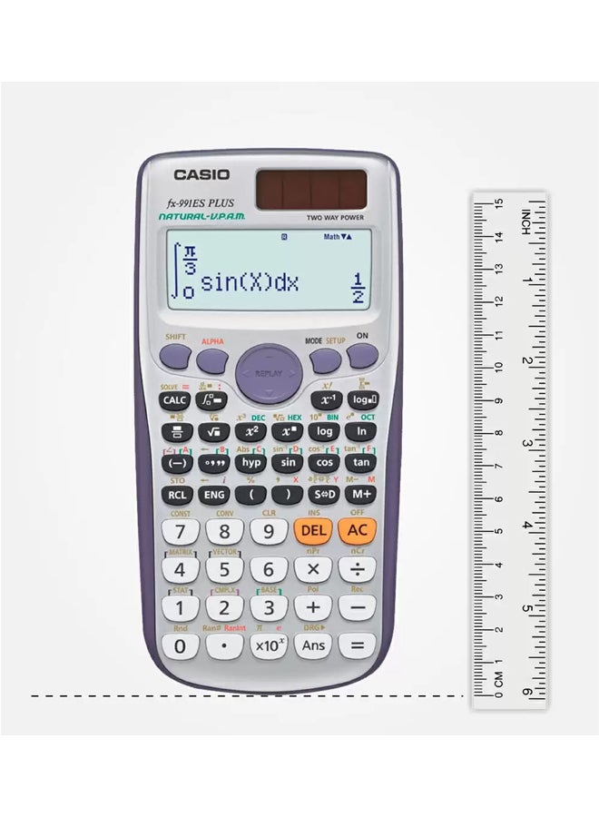 CASIO - 12-Digit Non-Programmable Scientific Calculator White/Grey - Image 1