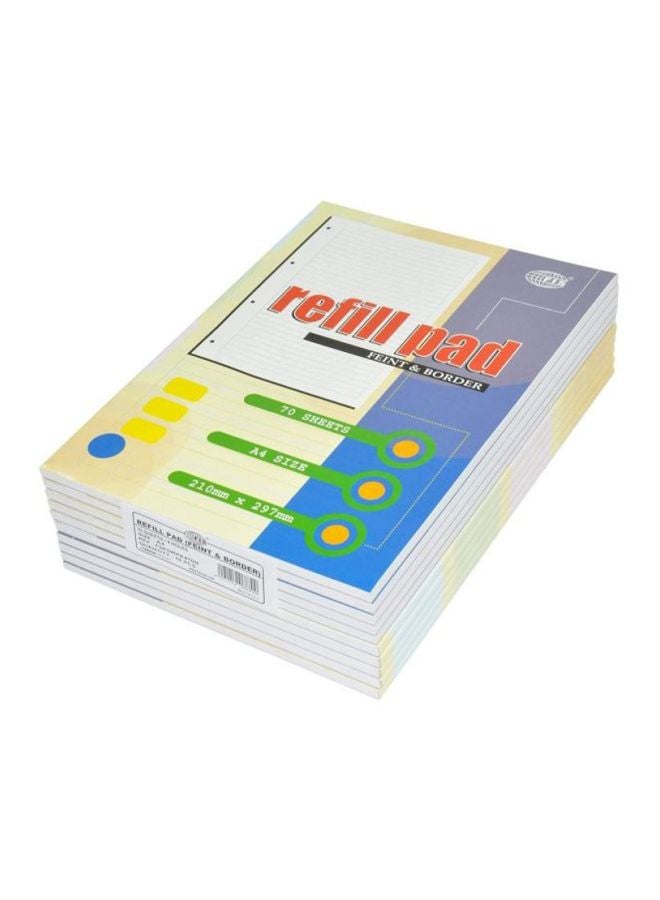 إف اي أس  مجموعة أوراق إعادة تعبئة لدفتر الملاحظات مقاس A4 من 10 قطع أبيض - Image 1