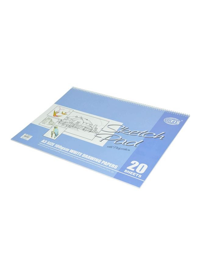 إف اي أس  طقم دفاتر رسم بسلك بتصميم حلزوني مقاس A3 ومكون من 12 قطعة أزرق/ أبيض - Image 3