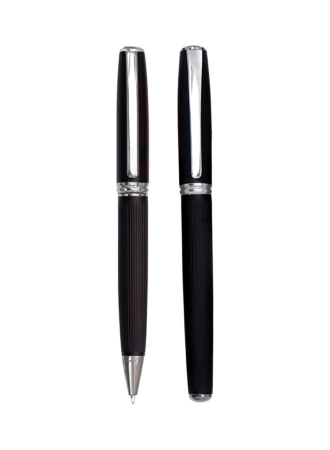 giftology Steel Rollerball And Ballpoint Pen Set Black/Silver - Image 1