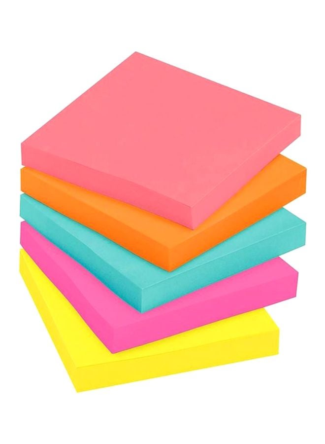 3M Pack Of 5 Post-it Sticky Notes Set Pink/Green/Orange - Image 1