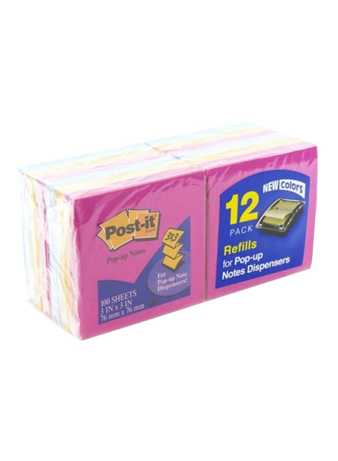 ثري ام مجموعة أوراق ملاحظات منبثقة للموزع من 12 قطعة أصفر / أزرق / وردي