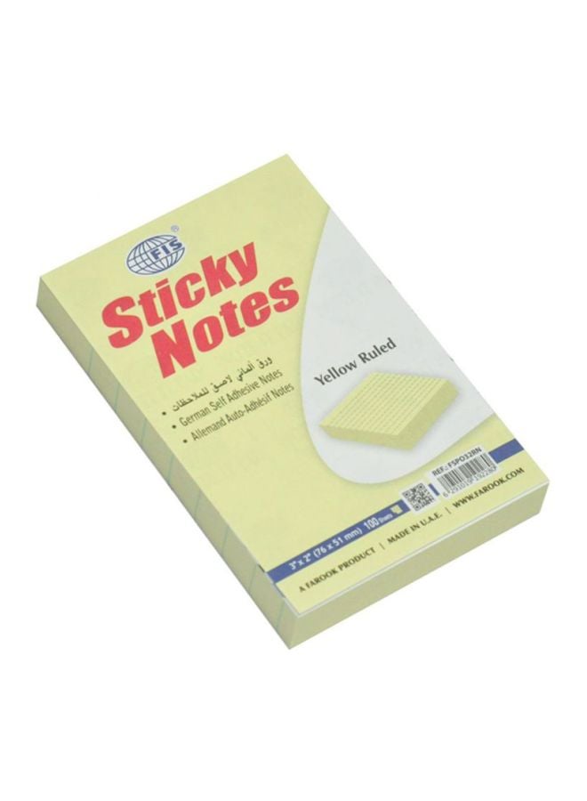 إف اي أس  مجموعة أوراق ملاحظات لاصقة مُسطَّرة مكونة من 12 قطعة أصفر - Image 3