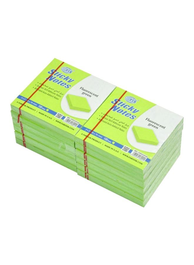 FIS Sticky Notes (12x100 Sheets) Fluorescent Green  - Image 1