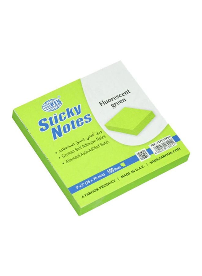 FIS Sticky Notes (12x100 Sheets) Fluorescent Green  - Image 2