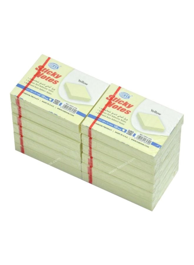FIS 12-Piece Ruled Sticky Notes Set Yellow - Image 1