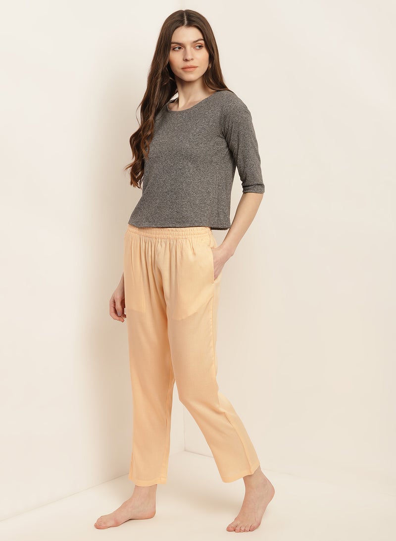 Aila Solid Design Comfortable Wear Pyjama Gold  - Image 3