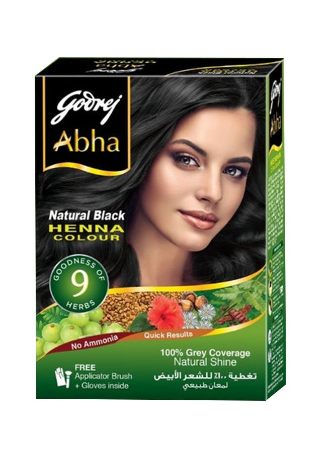 Godrej Abha Henna Hair Color 100% Grey Coverage Natural Black 60grams  - Image 1
