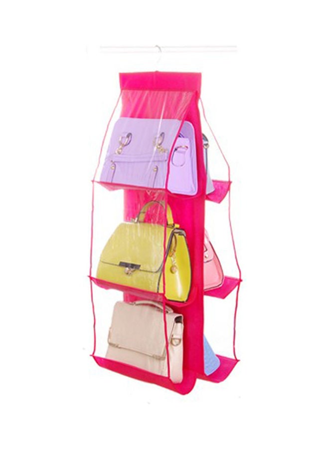 Purse Storage Wardrobe Hanging Organizer Pink/Clear 
