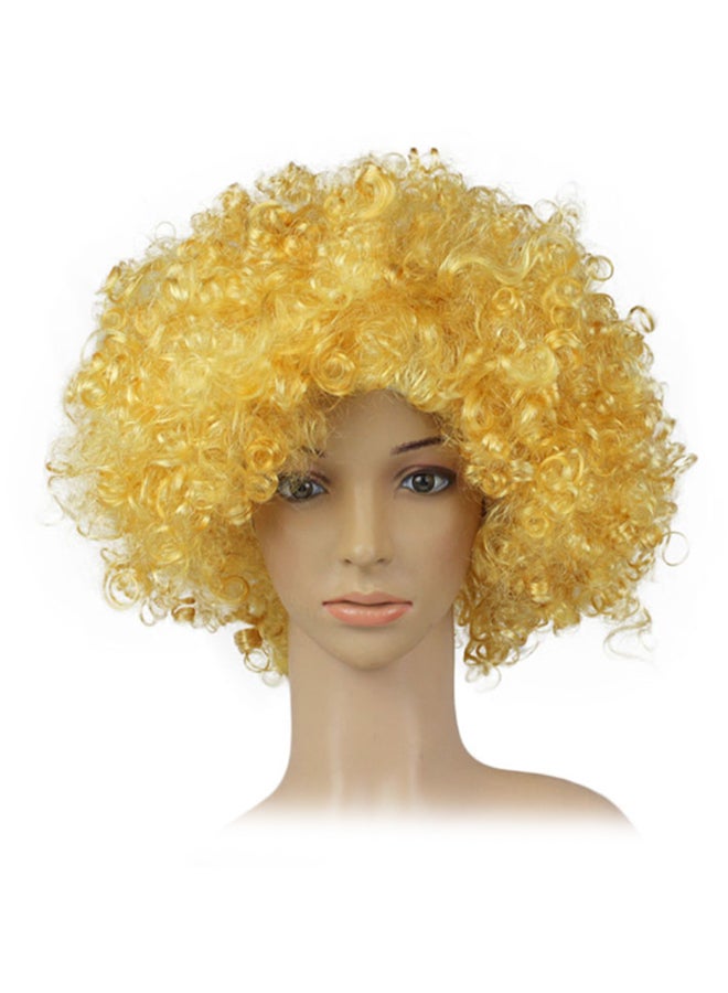 Voberry Party Disco Led Flash Afro Clown Masquerade Hair Wig Gold 25 x 16cm - Image 1