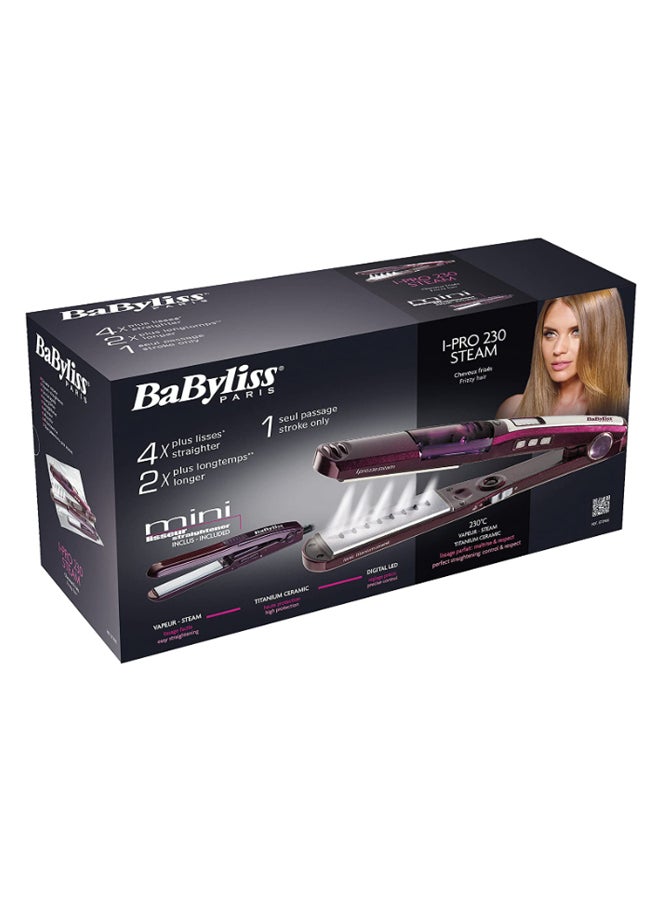 iPro 230 Steam Hair Straightener Silver/Purple