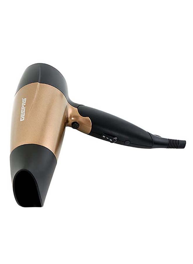 GEEPAS - GH8642 1600W Mini Hair Dryer With Foldable Handle - 2-Speed And 2 Temperature Settings, Cool Shot Function, Ideal For All Types Of Hairs Gold/Black - Image 1