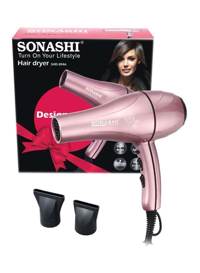 SONASHI - Hair Dryer 2000W  Builtin 2 HeatAirflow Settings with Cool Shot Function  AC Motor with Cold and Hot Wind Feature  Stylish Lightweight Design For Comfort Use  SHD-3046 Rose-Gold - Image 1