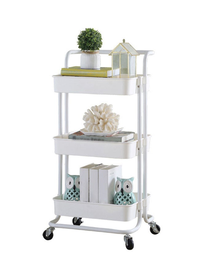 3 Tier Rolling Metal Utility Storage Cart White  - Image 2