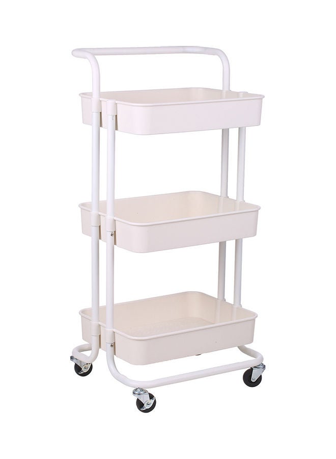 3 Tier Rolling Metal Utility Storage Cart White  - Image 1