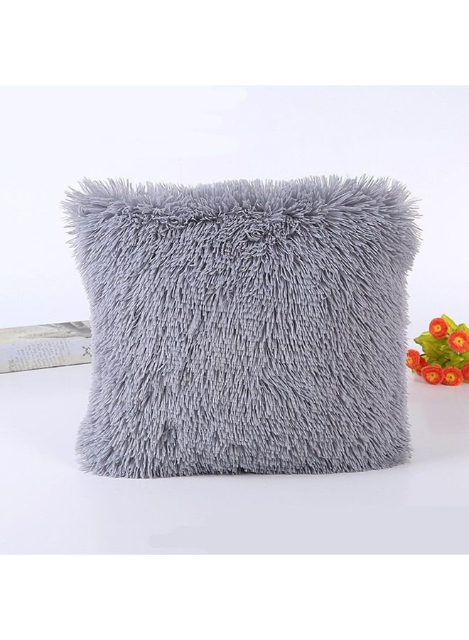 Generic - Plush Fluffy Square Cushion Pillows Grey 43x43x1cm - Image 1