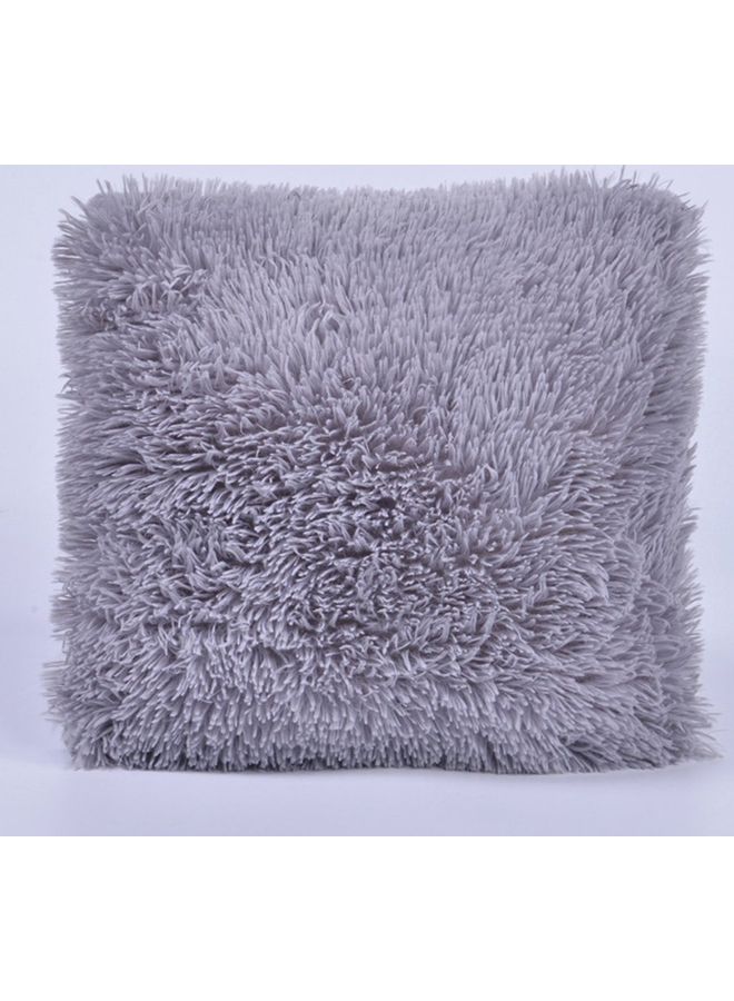 Generic - Plush Fluffy Square Cushion Pillows Grey 43x43x1cm - Image 1