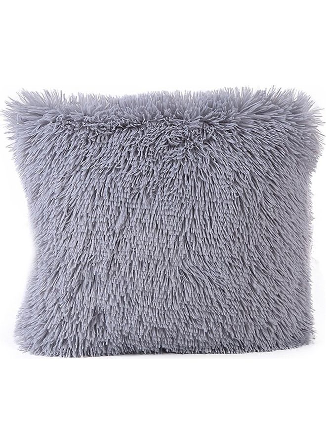 Generic - Plush Fluffy Square Cushion Pillows Grey 43x43x1cm - Image 1