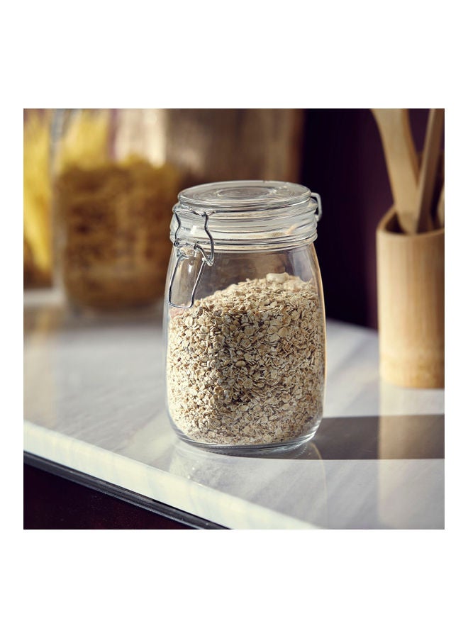 Home Box Atlanta Glass Canister With Metal Clip Clear 900ml  - Image 1