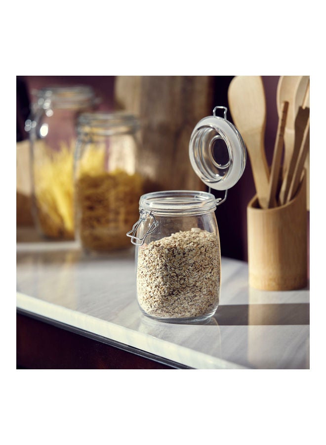 Home Box Atlanta Glass Canister With Metal Clip Clear 900ml  - Image 2