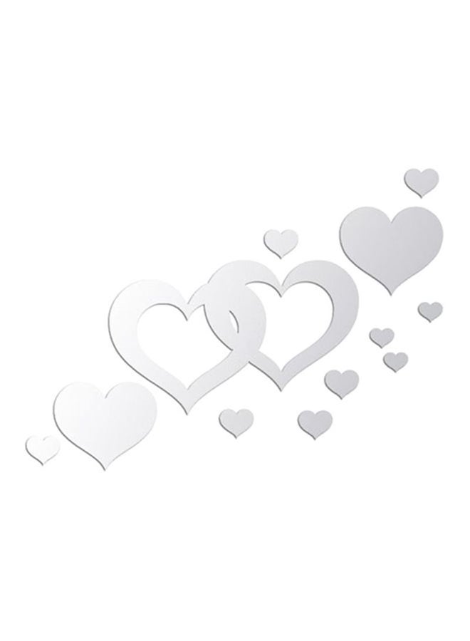 Sharpdo 12-Piece Heart Shape Wall Sticker Set Silver 52 x 75cm - Image 1